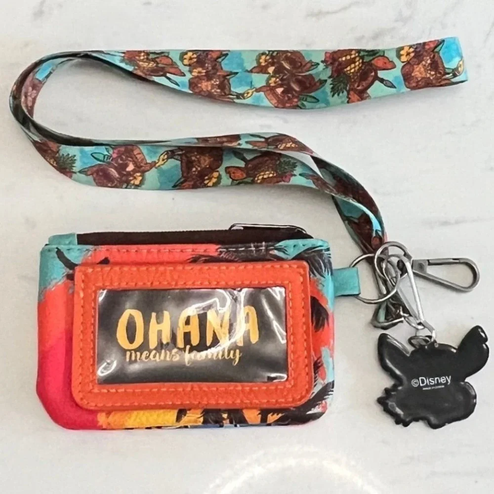 Loungefly Wallet Disney Stitch Lanyard ID Holder Coin Purse Travel‎ Keychain